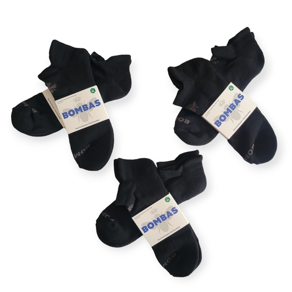 BOMBAS Ankle Sock Tech 6Pck Large Solid Black Honeycomb Arch Support - Picture 8 of 8